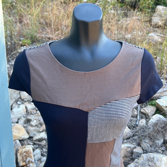 Stripes and Color Block Mini/Midi Dress Stylish Zip Up Bodycon by Penny Black M - Picture 2 of 8